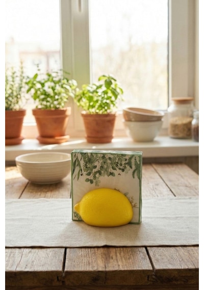 Limon Formlu Dekoratif Peçetelik - Tasarım Mutfak Masası Aksesuarı - Sarı - Bioplastik Sarı