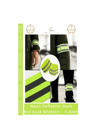 Reflektörbant Neon Sarı Ultra Parlak Gece Güvenliği Esnek Cırtlı Reflektör Bant Kol Ayak Bilek - 4 Çok Renkli