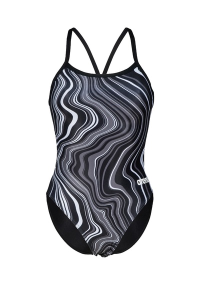 ARENA BAYAN YÜZÜCÜ MAYOSU WOMEN'S SWIMSUIT CHALLENGE BACK MARBLED 005562550 Beyaz - Siyah