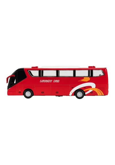 Lüks Işıklı Sesli Kapıları Ve Bagajı Açılan Yumuşak Lastikli Tur Tatil Otobüsü 15 Cm - Kırmızı