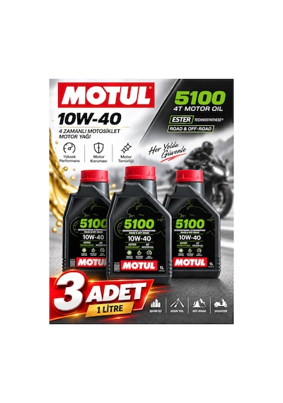 Motul 5100 10w-40 4t Motosiklet Motor Yağı 1 Litre 3 Adet