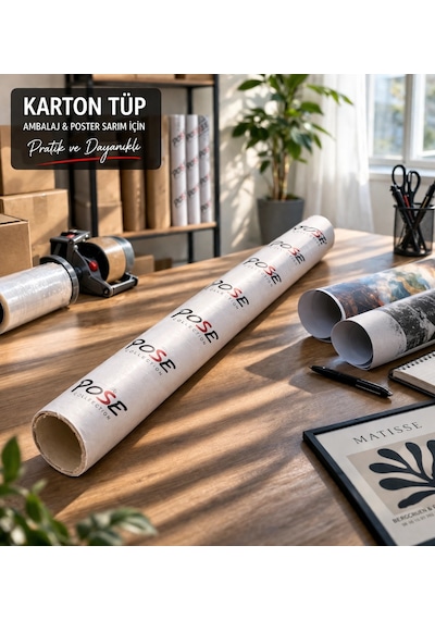 Extra Kalın Karton Koli Rulosu Silindir Karton Tüp Dayanıklı Ambalaj Borusu Poster, Streç, Naylon Sa