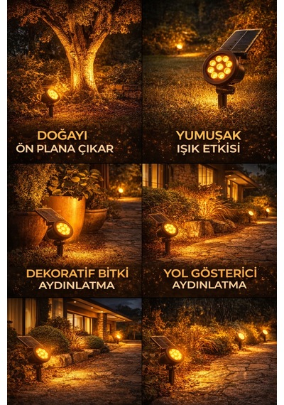 Güneş-solar Enerjili 10 W Yüksek Işık Çim Armetür Amber Renk