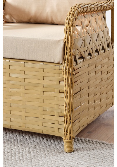Duru 2 Kişilik Rattan Bahçe Balkon Mutfak Masa Takımı Cappuccino