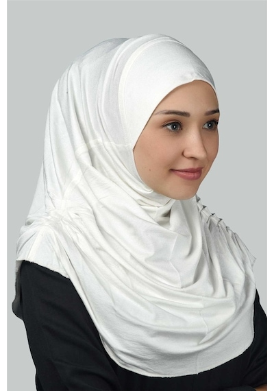 Altobeh Hazır Türban Büzgülü Pileli Pratik Eşarp Tesettür Hijab - Namaz Örtüsü - Ekru