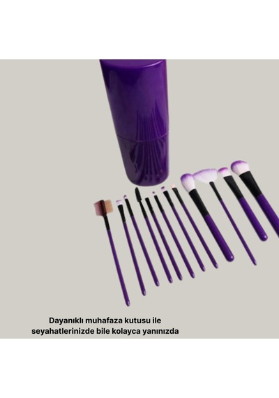 12 Li Profesyonel Makyaj Fırça Seti Fondöten, Allık, Kontür, Far Ve Eyeliner