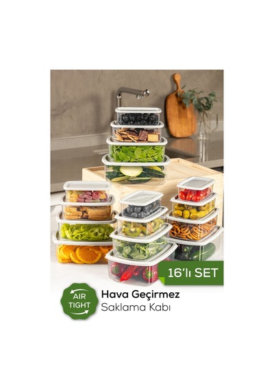 Vienev 16lı Hava Geçirmez Saklama Kabı Seti Gri 4x 250-500-750-1200 Ml Gri