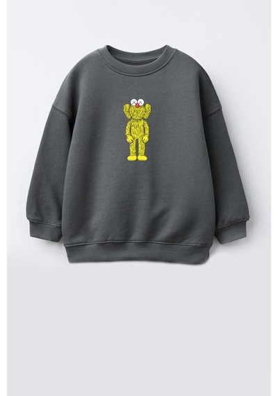 Monila Unisex Çocuk Kaws Baskılı 3 İplik Kumaş Pamuklu Sweatshirt Antrasit Monila Unisex Çocuk Kaws Baskılı 3 İplik Kumaş Pamuklu Sweatshirt Antrasit