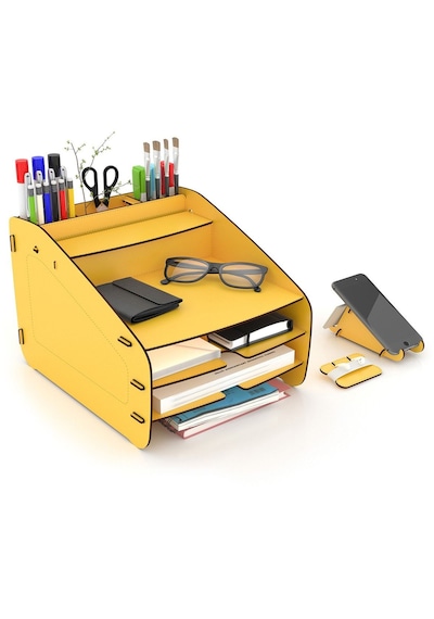 Fxm Modest - 6 Renk - A4 Evrak Rafı Masaüstü Organizer Düzenleyici Sarı - 36161883 Sarı