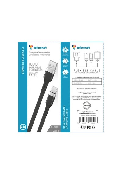 Teknonet Tn-Dc04 Plastik 100 Cm Type-C Şarj Ve Data Kablosu (535075759)