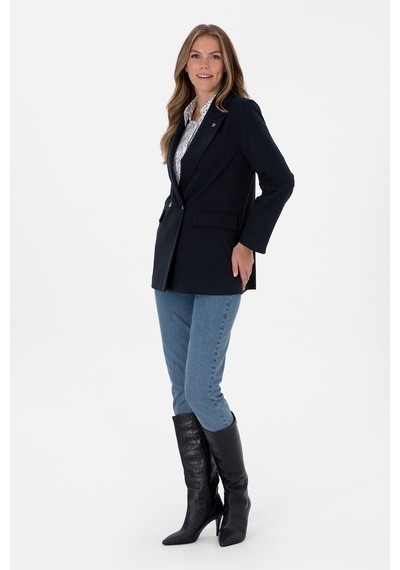 U.S. Polo Assn. Kadın Lacivert Çizgili  Ceket 50314944-VR033