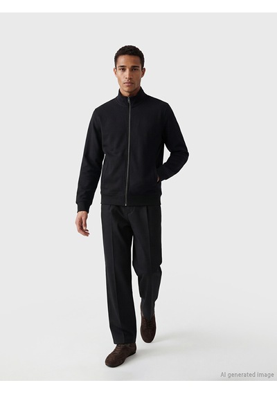 Lcw Vision Siyah Dik Yaka Erkek Fermuarlı Sweatshirt
