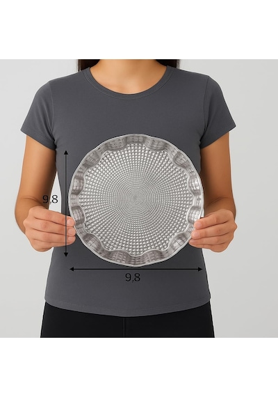 Osmanlı Motifli Yuvarlak Metal Servis Tepsisi 2 Kişilik Sunum Tepsisi, 25 Cm, 260 G, Gold Ve Gümüş Renk Seçeneği Gümüş Grisi