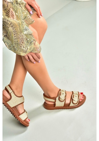 Fox Shoes U725092117 Taba Hasır Kadın Sandalet Taba