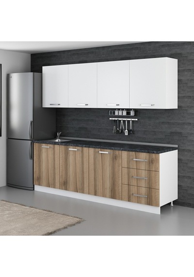 Minar 240 Cm Mutfak Dolabı Beyaz Dore 240-D3 Beyaz