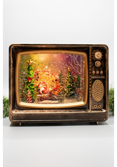 Luxury Dekoratif Nostalji Tv Kar Küresi Çam Ağacı Yılbaşı Süsü