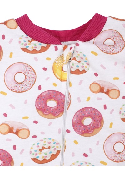 Bebegen Kız Çoçuk Fuşya Biyeli Pembe Donut Desenli Uyku Tulumu Çok Renkli