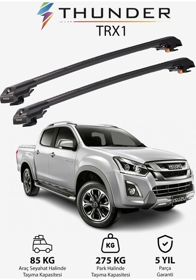 Isuzu D-max 2016-2019 Trx1 Thunder Carrier Kilitli Ara Atkı Taşıyıcı Tavan Barı Siyah