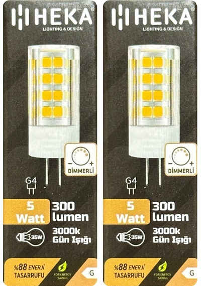 2 Adet Heka 5w 35w 3000k Sarı Işık G4 Duylu Dim Edilebilir Led Kapsül Ampul