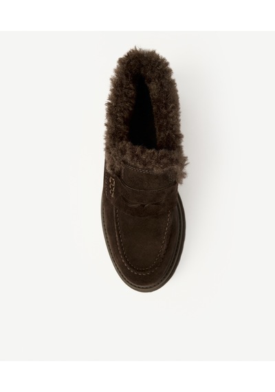 Yargıcı Kalın Tabanlı Süet Kürklü Loafer 26kkay4014x 208 Kahverengi