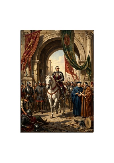 Fetih Kapısında Atlı Fatih Sultan Dekoratif Kanvas - Mdf Ahşap Tablo Çok Renkli