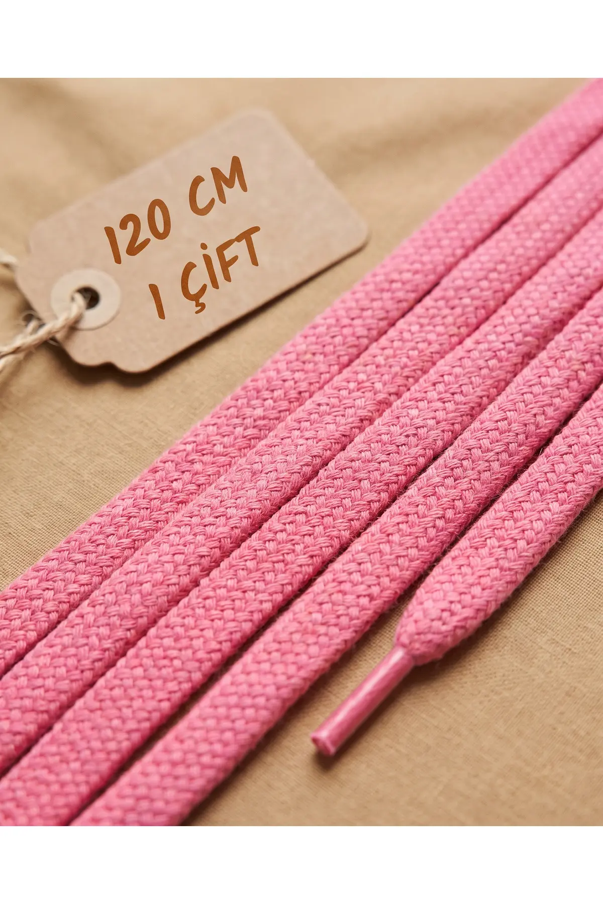 Last İcon Şeker Pembe Yassı Pamuk Ayakkabı Bağcığı 120 Cm Sneaker Ve Spor Ayakkabı Uyumlu