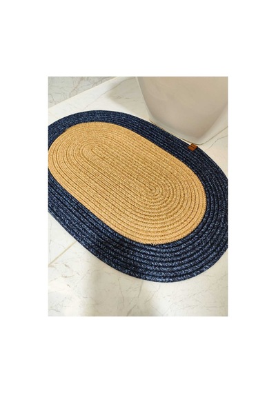 Jüt Hasır Tek Li,banyo Paspası,bohem Tarzı Banyo Takımı, Paspas/40x60 Hasır Kırçılmavi Hasır Kırçılmavi