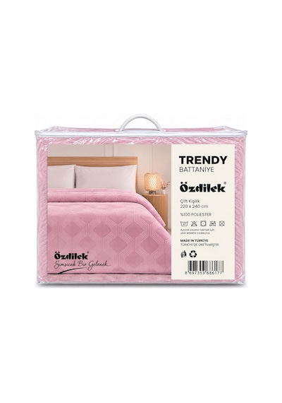 Özdilek Trendy Embos Çift Kişilik Battaniye -art Deco Menekşe Pembe