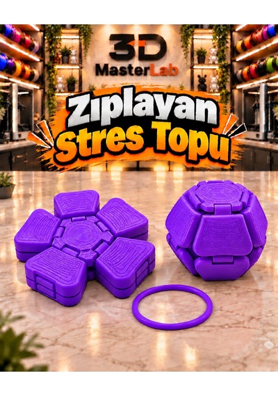 Zıplayan Stres Topu Clicker Stres Topu Lastik Mekanizmalı 3d Baskı Mekanik Fidget Oyuncak - Hoplaç - Zıplaç Ms-2