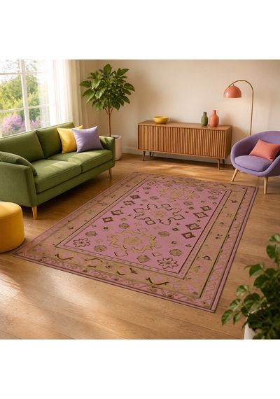 Kartela Halı Rustik Halı Jüt Taban Dokuma Halı Gül Kurusu - 100 X 150 Cm
