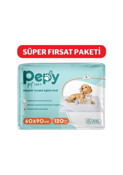 Pepy Kaydırmaz Hijyenik Tuvalet Eğitim Pedi, 60x90 Cm, 120 Adet