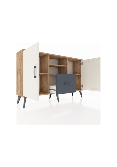 Arges Konsol 4 Raflı Tek Çekmeceli 2 Kapaklı 132x30x83 Çam-aytaşı/antrasit Aytaşı/antrasit Arges Konsol 4 Raflı Tek Çekmeceli 2 Kapaklı 132x30x83 Çam-aytaşı/antrasit Aytaşı/antrasit
