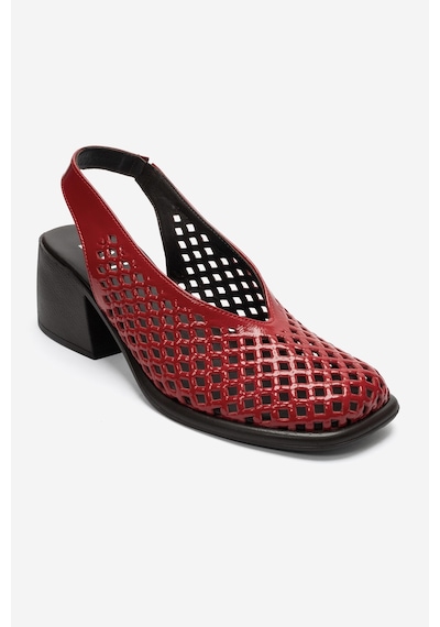 Luvi Shoes Monvera Kırmızı Rugan Hakiki Deri Önü Kapalı Lazer Kesim Kalın Topuklu Kadın Sandalet Luvi Shoes Monvera Kırmızı Rugan Hakiki Deri Önü Kapalı Lazer Kesim Kalın Topuklu Kadın Sandalet