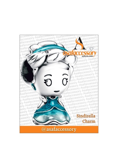 Cindirella Charm Prenses Gümüş Kaplama Asafaccessory Mavi
