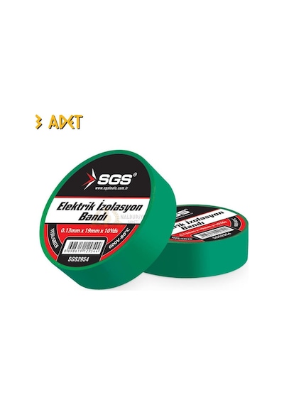 Sgs Elektrik İzolasyon Bandı - Yeşil - 19 Mm X 9 Mt. - 3 Adet