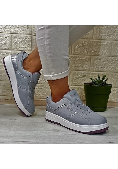 Kinetix Enner Pu Gri-beyaz-gülkurusu Fuspetli Sneaker Spor Ayakkabı Gri - Beyaz