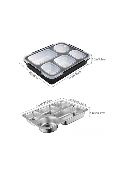 Vagonlife Bento 1600ml Lunchbox Tek Katlı 5 Bölmeli Çelik Sefer Tası Yemek Kutusu Açık Yeşil Diğer