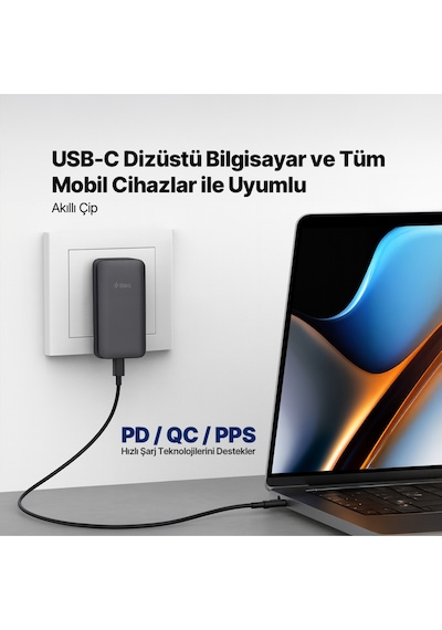 Ttec 2SCG06S Smartcharger Trio Gan 65W PD Avrupa-Ingiltere-Amerika/Avustralya Uluslararası Şarj Kiti