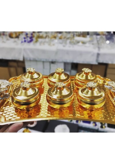 6'lı Papatya Kapaklı Gold Çay Ve Kahve Yanı Tombik Lokumluk, Şeke