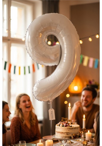 Beyaz 32 İnç Rakam 9 Folyo Balon 9 Yaş Doğum Günü Konsepti Sayı Balonu Helyum Uyumlu Parti Dekorasyon Süsleme Çok Renkli