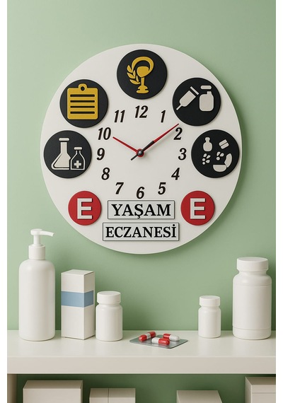 Eczane Yeni Tasarım Modern Duvar Saati Şık Ve Kalite Bir Arada No:1006 Beyaz