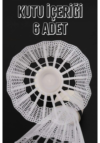 6 Adet Badminton Topu Semi-pro Dengeli Hız Başlangıç Kutulu Mantar Kafa Deluxe Top Seti Beyaz 620