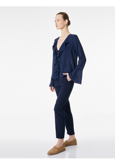 Koton Viskon Karışımlı Ekstra Yüksek Bel Slim Fit Cigarette Pantolon Lacivert 6sak40099uw Lacivert