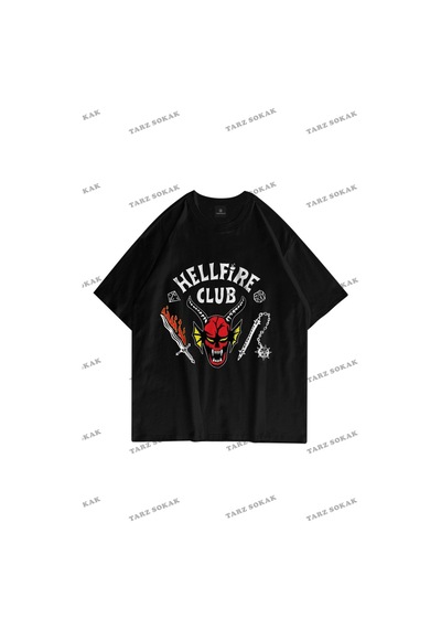 Startmore Unisex Hell Fire Club Tshirt Siyah