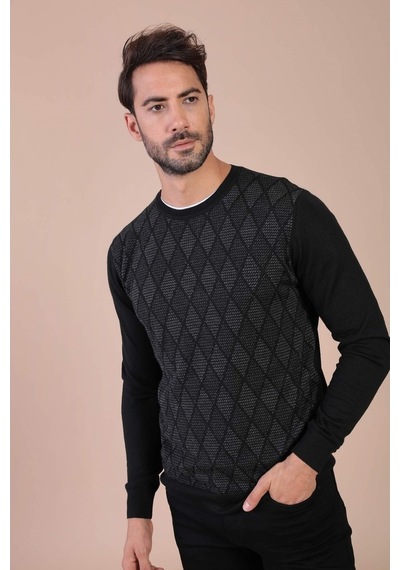 Ferraro Bisiklet Yaka Superfine Yün Kazak - Siyah Siyah (490433988) Siyah