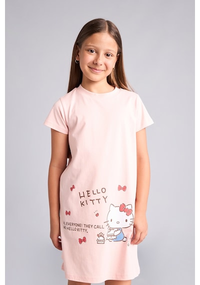 Defacto %100 Pamuk Hello Kitty Lisanslı Kısa Kollu Açık Pembe Gecelik Kız Çocuk H5516a826smpn622 Pembe-pn622