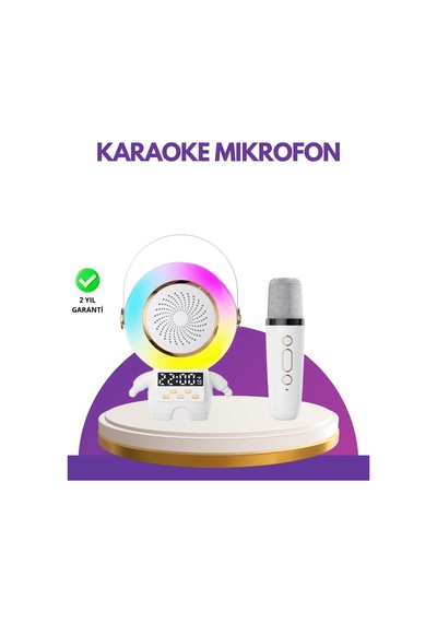 Mey İthalat Karaoke Özellikli Astronot Bluetooth Hoparlör Kablosuz Mikrofonlu