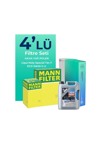 Mann Ford Puma 1.0 Benzin Filtre Bakım Seti Liqui Moly Motor Yağlı (2020-2024) 4 Lü -