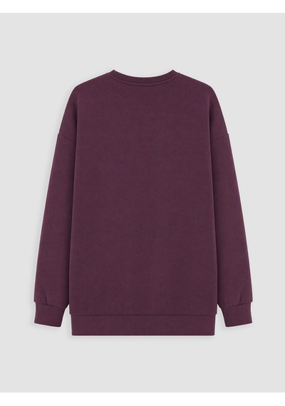 Lcw Modest Mürdüm Nakışlı Soft Touch Kadın Sweatshirt Tunik