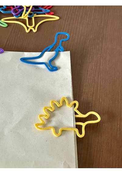 3d Baskı Dinozor Figürlü Kitap Ayracı Ve Ataç Seti 15li - Karışık Desen - Siyah